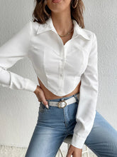 Tall Asymmetrical Hem Crop Shirt